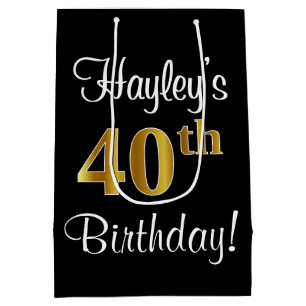 Elegant, Luxe, Faux Gold Look 40e verjaardag Medium Cadeauzakje