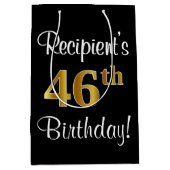 Elegant, luxe, Faux Gold Look 46e verjaardag Medium Cadeauzakje (Voorkant)