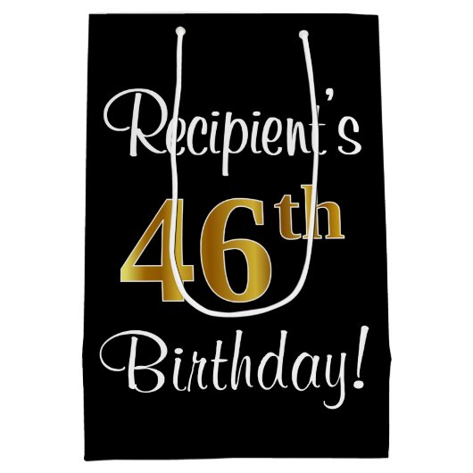 Elegant, luxe, Faux Gold Look 46e verjaardag Medium Cadeauzakje (Achterkant)
