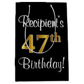 Elegant, Luxe, Faux Gold Look 47e verjaardag Medium Cadeauzakje (Voorkant)