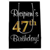 Elegant, Luxe, Faux Gold Look 47e verjaardag Medium Cadeauzakje (Achterkant)