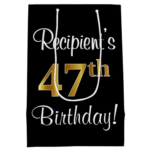 Elegant, Luxe, Faux Gold Look 47e verjaardag Medium Cadeauzakje (Achterkant)