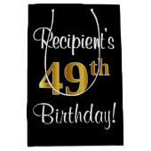 Elegant, Luxe, Faux Gold Look 49e verjaardag Medium Cadeauzakje (Voorkant)