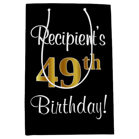 Elegant, Luxe, Faux Gold Look 49e verjaardag Medium Cadeauzakje (Voorkant)
