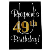 Elegant, Luxe, Faux Gold Look 49e verjaardag Medium Cadeauzakje (Achterkant)