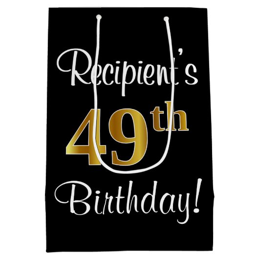 Elegant, Luxe, Faux Gold Look 49e verjaardag Medium Cadeauzakje (Achterkant)
