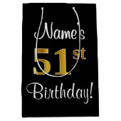 Elegant, luxe, Faux Gold Look 51e verjaardag Medium Cadeauzakje (Voorkant)