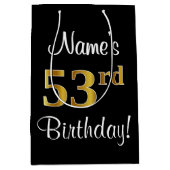 Elegant, luxe, Faux Gold Look 53e verjaardag Medium Cadeauzakje (Voorkant)