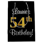 Elegant, Luxe, Faux Gold Look 54e verjaardag Medium Cadeauzakje (Voorkant)