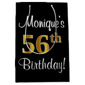 Elegant, Luxe, Faux Gold Look 56e verjaardag Medium Cadeauzakje (Voorkant)