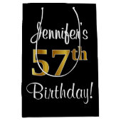 Elegant, Luxe, Faux Gold Look 57e verjaardag Medium Cadeauzakje (Voorkant)
