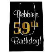 Elegant, Luxe, Faux Gold Look 59ste verjaardag Medium Cadeauzakje (Achterkant)