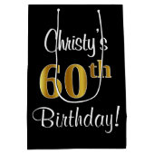 Elegant, Luxe, Faux Gold Look 60ste verjaardag Medium Cadeauzakje (Achterkant)