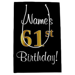Elegant, luxe, Faux Gold Look 61e verjaardag Medium Cadeauzakje
