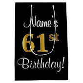 Elegant, luxe, Faux Gold Look 61e verjaardag Medium Cadeauzakje (Achterkant)