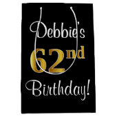 Elegant, luxe, Faux Gold Look 62e verjaardag Medium Cadeauzakje (Voorkant)