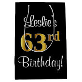 Elegant, luxe, Faux Gold Look 63e verjaardag Medium Cadeauzakje (Voorkant)