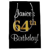 Elegant, Luxe, Faux Gold Look 64e verjaardag Medium Cadeauzakje (Voorkant)