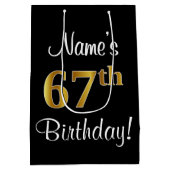 Elegant, Luxe, Faux Gold Look 67e verjaardag Medium Cadeauzakje (Achterkant)