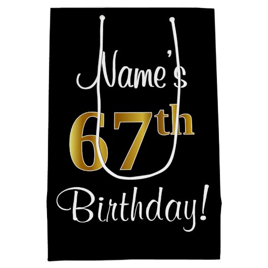 Elegant, Luxe, Faux Gold Look 67e verjaardag Medium Cadeauzakje (Achterkant)
