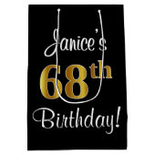 Elegant, Luxe, Faux Gold Look 68ste verjaardag Medium Cadeauzakje (Achterkant)