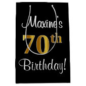 Elegant, Luxe, Faux Gold Look 70ste verjaardag Medium Cadeauzakje (Voorkant)