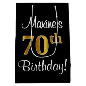 Elegant, Luxe, Faux Gold Look 70ste verjaardag Medium Cadeauzakje (Achterkant)