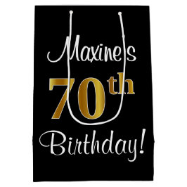 Elegant, Luxe, Faux Gold Look 70ste verjaardag Medium Cadeauzakje