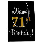 Elegant, Luxe, Faux Gold Look 71e verjaardag Medium Cadeauzakje (Voorkant)