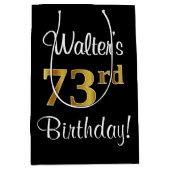 Elegant, Luxe, Faux Gold Look 73e verjaardag Medium Cadeauzakje (Voorkant)