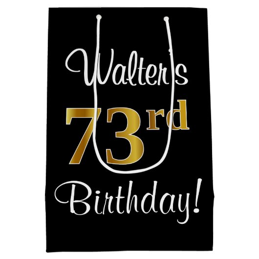 Elegant, Luxe, Faux Gold Look 73e verjaardag Medium Cadeauzakje (Achterkant)