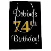 Elegant, Luxe, Faux Gold Look 74e verjaardag Medium Cadeauzakje (Voorkant)