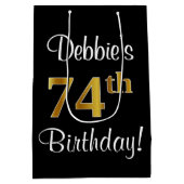 Elegant, Luxe, Faux Gold Look 74e verjaardag Medium Cadeauzakje (Achterkant)