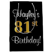 Elegant, luxe, Faux Gold Look 81e verjaardag Medium Cadeauzakje (Voorkant)