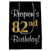 Elegant, luxe, Faux Gold Look 82e verjaardag Medium Cadeauzakje (Achterkant)