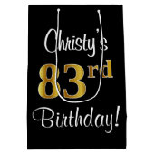 Elegant, Luxe, Faux Gold Look 83e verjaardag Medium Cadeauzakje (Achterkant)