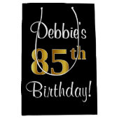 Elegant, Luxe, Faux Gold Look 85e verjaardag Medium Cadeauzakje (Voorkant)