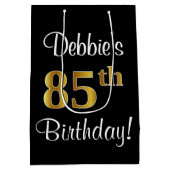 Elegant, Luxe, Faux Gold Look 85e verjaardag Medium Cadeauzakje (Achterkant)