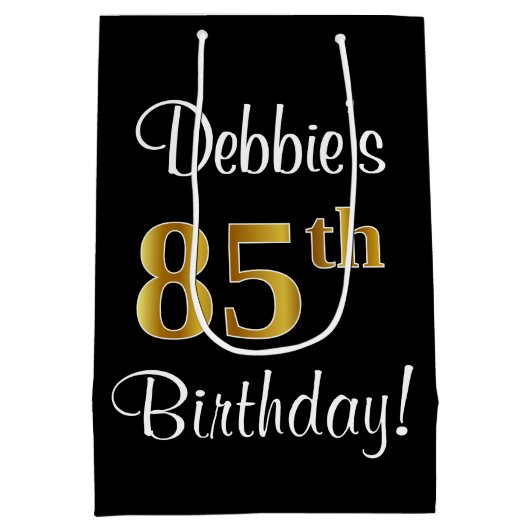 Elegant, Luxe, Faux Gold Look 85e verjaardag Medium Cadeauzakje (Achterkant)