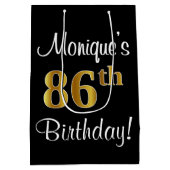 Elegant, Luxe, Faux Gold Look 86e verjaardag Medium Cadeauzakje (Achterkant)