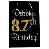 Elegant, Luxe, Faux Gold Look 87e verjaardag Medium Cadeauzakje (Voorkant)