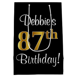 Elegant, Luxe, Faux Gold Look 87e verjaardag Medium Cadeauzakje