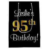Elegant, Luxe, Faux Gold Look 95e verjaardag Medium Cadeauzakje (Achterkant)