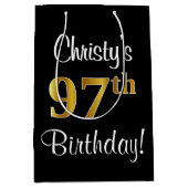 Elegant, Luxe, Faux Gold Look 97e verjaardag Medium Cadeauzakje (Voorkant)