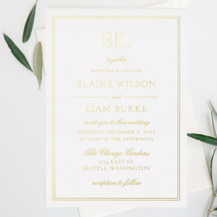 Elegant Luxe Gold Calligrafie Modern Wedding Foi Folie Uitnodiging