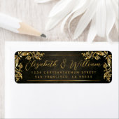 Elegant luxe Gold Floral & Dark Return-adres Etiket (Insitu)