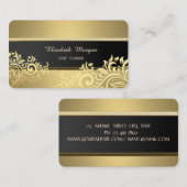 Elegant Luxe Gold Floral Visitekaartje (Voorkant / Achterkant)