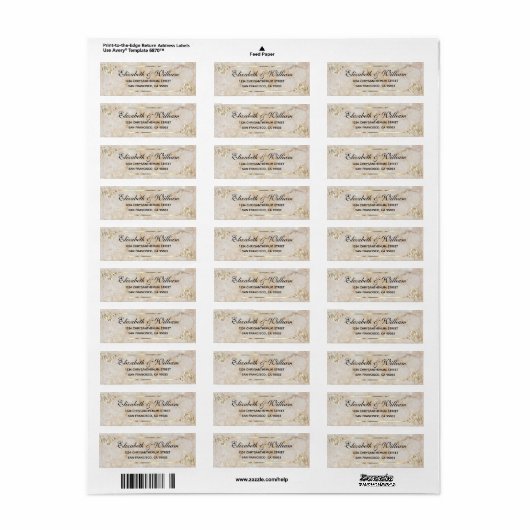 Elegant luxe Gold stone Return Address Label (Full Sheet)