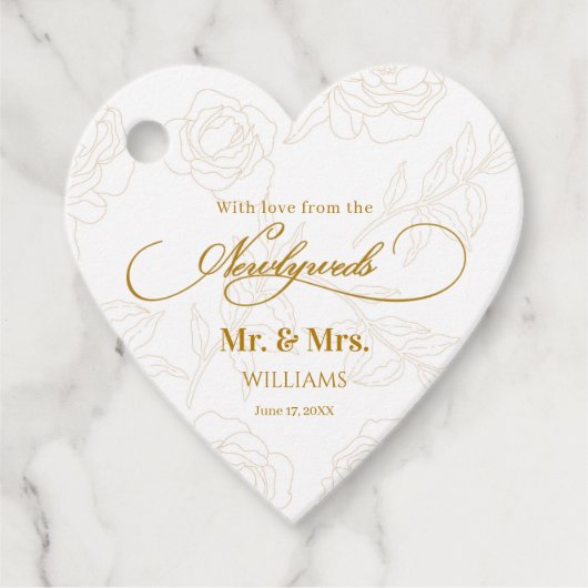 Elegant Luxe Goud Bloemen Bruiloft Dank u Bedankjes Labels (Voorkant)