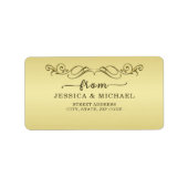 Elegant Luxe Goud  bruiloft Etiket (Voorkant)